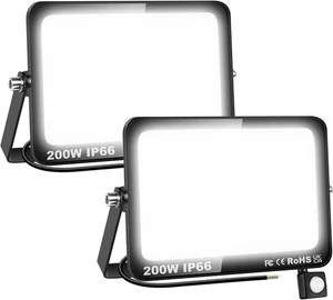 2x Skyworld 200W LED Floodlights PIR Motion Sensor IP66 Outdoor Security Lights - Picture 1 of 14