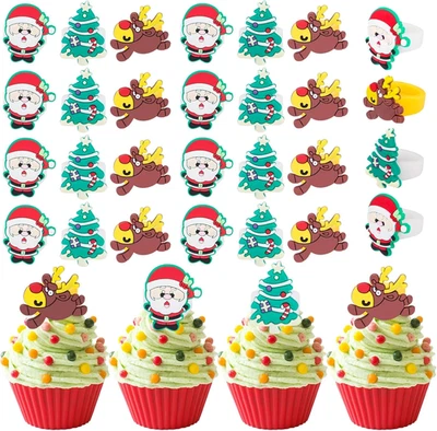 30 piezas Cupcakes de Navidad Toppers Cupcakes de Navidad Toppers Selecciones para niños Baby Shower Foto 1 de 4