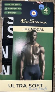 Ben Sherman ~ 4 Pair Mens Boxer Brief Underwear Modal Blend Black ~ M (32-34) - Picture 1 of 3
