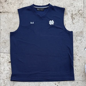 Under Armour Men’s XL Blue Knit Sweater Vest Notre Dame Fighting Irish V-Neck - Picture 1 of 6