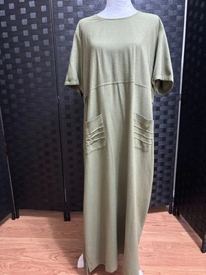 Maxi Vestido Notations 100% Seda Para Mujer XL Sage Lagen Look Boho Natural Hippie Foto 1 de 4