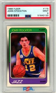 1988 Fleer #115 John Stockton PSA 9 Rookie RC CENTERED - Picture 1 of 2