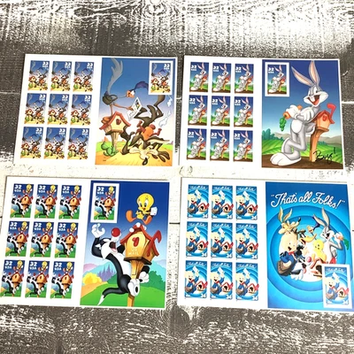 Looney Tunes USA Stamp Sheets Of 10 32,33,34 Cents.  4 Sheets - Image 1 of 4