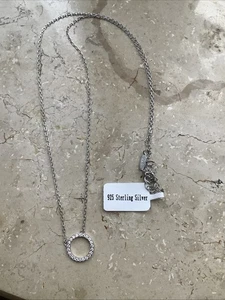 Juwelkerze Halskette 925 Sterling Silver Kreis mit weißen Steinen *neu* - Bild 1 von 3