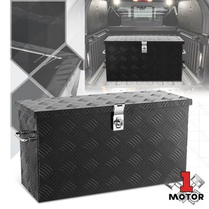 22"L Black Aluminum Trailer Pickup Truck Bed Tool Storage Box w/ Keys & Handles - Picture 1 of 8