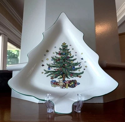 Plato para servir en forma de árbol de Navidad plato porcelana 12" vintage Nikko Foto 1 de 4