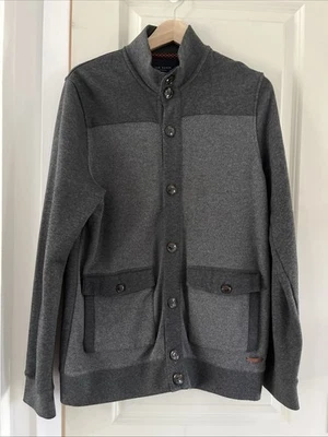 Cárdigan Ted Baker London Waltar Gris Botón Talla 4 Bolsillos Silencioso Lujo Golf Foto 1 de 4