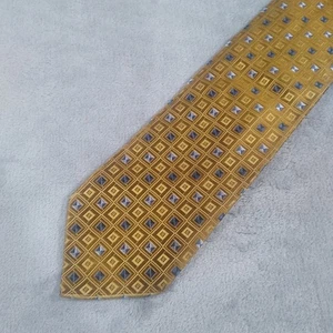 Ermenegildo Zenga Silk Tie Gold Geometric Made In Italy - Picture 1 of 8