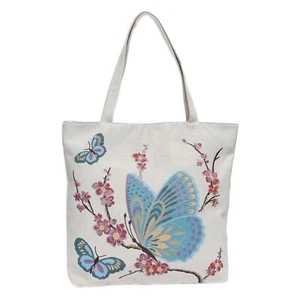 Empire Cove Butterfly Print Cotton Canvas Tote Bags Reusable Beach Shopping - Picture 1 of 3