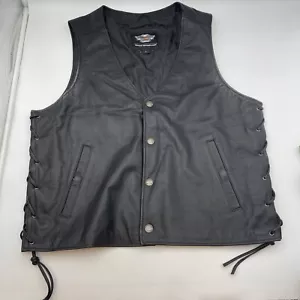 Harley Davidson Uomo PATHWAY Gilet a Scatto in Pelle Grande 98103-02VM Nero - Foto 1 di 22