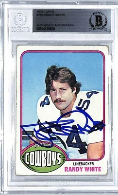 1976 Topps RANDY WHITE Signed Auto Cowboys Rookie Card #158 Beckett BAS Slabbed - Image 1 of 4