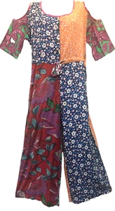 SACRED THREADS funky hippy boho patch rayon OVERALLS ROMPER JUMPSUIT JUMPER XL - Picture 1 of 5