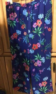 LINEA by LOUIS DELL'OLIO FLORAL WIDE LEG LOUNGING PANTS WITH STRETCH WAIST N-5 - Picture 1 of 3