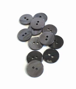 24 Buttons Dark Gray Iridescent Natural Real Shell 2-Hole Sewing 15 mm #SH36 - Picture 1 of 5