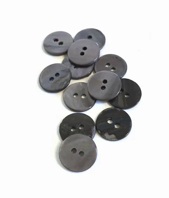 24 Buttons Dark Gray Iridescent Natural Real Shell 2-Hole Sewing 15 mm #SH36 - Image 1 of 4