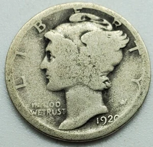 1920 Mercury Dime 90% Silver US Coin #44 - Picture 1 of 2