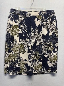 Cj Banks Womens Floral Print Knee-Length Skirt 14W Average Blue/White/Green - Picture 1 of 9