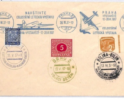 CZECHOSLOVAKIA Air Mail Cover NATIONAL AIR SHOW Prague Brno 1937 YQ279 - Image 1 of 4