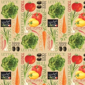 1/2 Yard Vegetables Tomato Chili Lettuce Carrot Novelty Quilting Cotton Fabric - Picture 1 of 2
