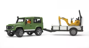 BRUDER - LAND ROVER DEFENDER con remolque y miniexcavadora JCB Escala: 1/16 -... - Foto 1 di 3