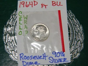 1964 D Roosevelt Dime. Fully Separated Horizontal Torch Lines. Nice BU. (Inv.) - Picture 1 of 4