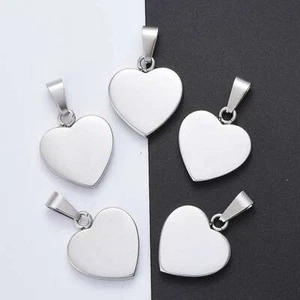 10x Stainless Steel Pendants Heart Tray 23x22x4mm Stamping Blank Tag - Picture 1 of 5