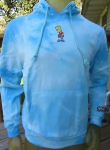 The Simpsons Bart Hoodie Blue Tie-Dye Tye Dye Animated Sitcom Cartoon Men's M-L - Picture 1 of 5