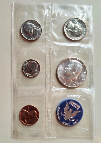 1965 US PHILADELPHIA SPECIAL MINT SET UNCIRCULATED COINS SILVER HALF 5 coin flat Cover