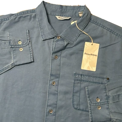 Tommy Bahama Men's Big & Tall 4XB Mambo Blue Tahitian Twill Long Sleeve Shirt - Image 1 of 4