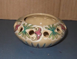 VINTAGE G. STINGA SORRENTO ITALY POTTERY FLOWER FROG BOWL DISH CANDLE HOLDER - Picture 1 of 4