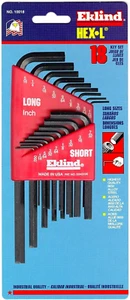 Eklind 10018 Hex-L Key Allen Wrench - 18Pc Set Sae Inch Sizes .050-5/16 S/L New - Picture 1 of 5