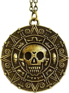 Pirates of the Caribbean necklace pendant Aztec Coin Medallion Skull Charm dress - Imagen 1 de 6