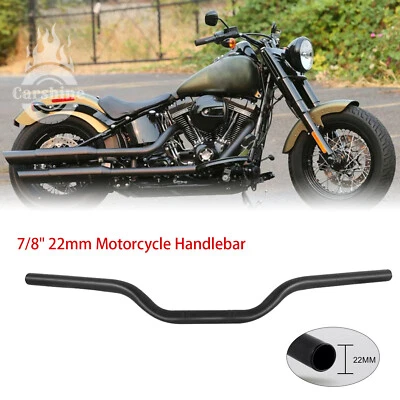 22mm 7/8" Black Motorcycle Handlebar Bars Universal For Harley Honda Yamaha Foto 1 de 4