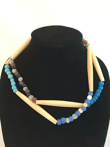 Vintage Bone & Bead Necklace multi colored Not marked 20" long - Picture 1 of 4