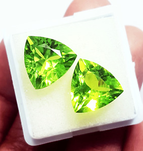 Trillion Shape Natural Peridot Between 8 to 10 Ct Pair Loose Gemstone H037