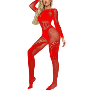 iEFiEL Women Lingerie Fishnet Bodysuit Sexy Hollow Out See Through Bodystockings - Picture 1 of 35