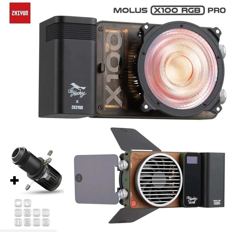 ZHIYUN MOLUS X100 RGB PRO 100W Video Light Official w/ Mini Spotlight ZY Mount