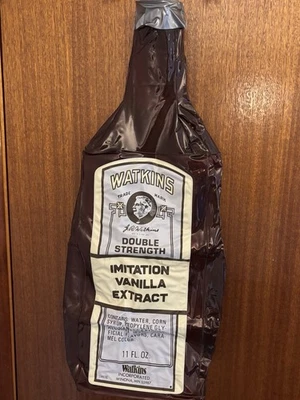 Botella inflable de vainilla Watkins vintage publicidad grande inflable 29" 2 caras Foto 1 de 4