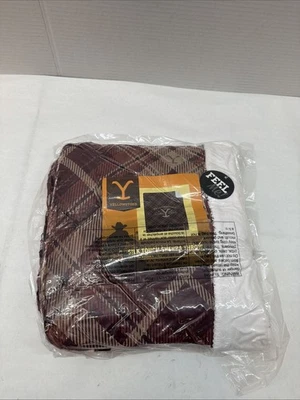 Yellowstone Silk Touch Red Plaid Sherpa Throw Blanket Dutton Ranch 60"x70" NEW - Image 1 of 2