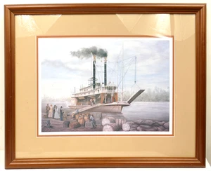 New Orleans Riverboat Steamer Natchez Signed & Framed Lithograph by Carole Krite - Picture 1 of 5