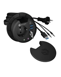 Hub stołowy ICY BOX z czytnikiem kart SD/microSD, 2X Type-A, USB-C, 2X 3,5 mm audio, - Zdjęcie 1 z 7