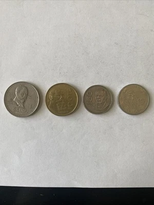 Moedas do México 1987 - 500, 100, 50 e 1 pesos - circuladas - Imagem 1 de 4
