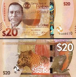Belize 20 Dollars 2025, UNC, P-76, New Sign, New Date, New Design - Picture 1 of 3
