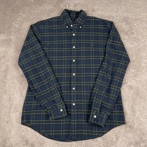 Ralph Lauren Plaid Button Up Shirt Size M Navy Yellow Green Preppy Academia - Picture 1 of 4