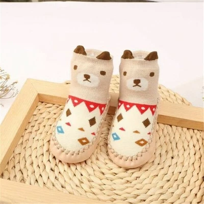 Anti-slip Warm Slippers Floor Socks Infant Baby Girl Boy Toddler Kids Crib Shoes - Image 1 of 4