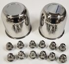 2 Trailer Wheel Lug and Cap Sets - Stainless Hub Cover 12 SS Lugs 4.25in. Center