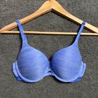 Victoria Secret Perfect Shape Push Up T-Shirt Blue Padded Underwire Bra 32C
