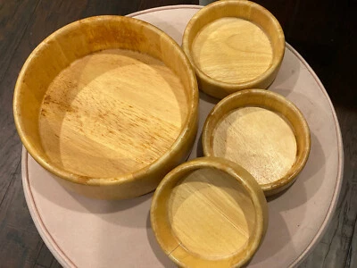 Winsome Wood Lt. Natural Wood Salad Bowl Set Big Bowl with 3 Individual Bowls - Image 1 of 4