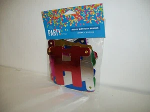It's Party Time Plastic Colorful Happy Birthday Banner 5 ft New - Picture 1 of 3