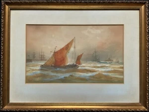 Pintura antigua de acuarela de paisaje marino de principios del siglo XX de 'Thomas Mortimer' - Imagen 1 de 10